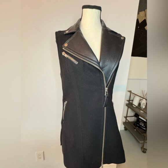 Mackage Sleeveless Jacket w/ Leather Collar | Black | Size XS - Picture 13 of 16